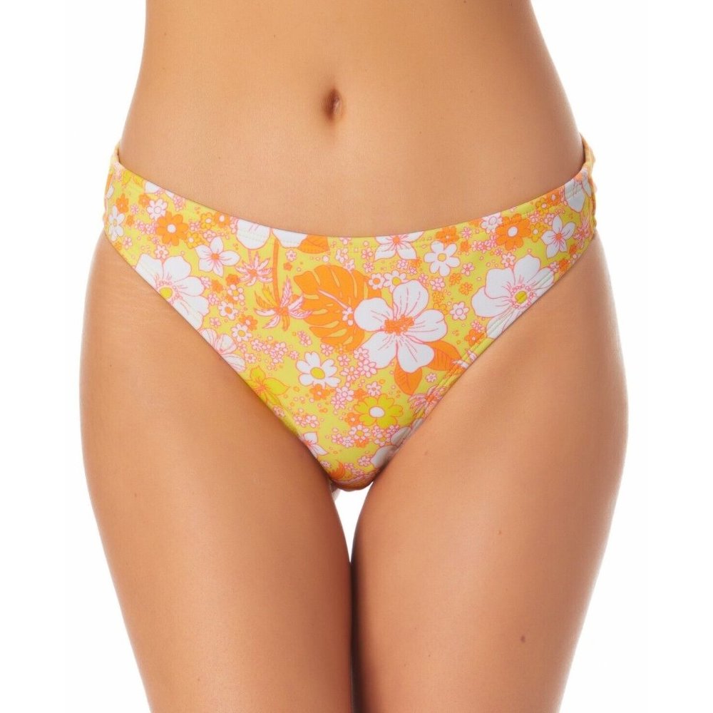 California Waves Juniors' Size XS Floral Printed Bikini Bottoms Yellow P224AFA